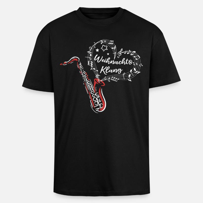 Weihnachten Saxofon Weihnachtsklang Musik - Oversized Heavyweight Unisex T-Shirt - Schwarz