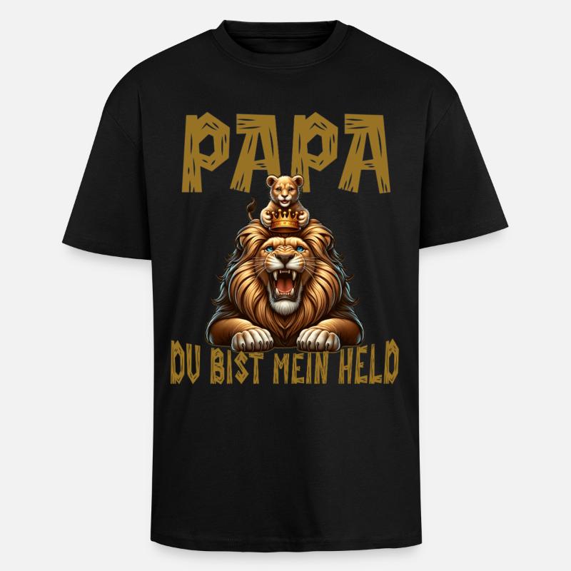 Papa Du Bist Mein Held  - Oversized Heavyweight Unisex T-Shirt - Schwarz