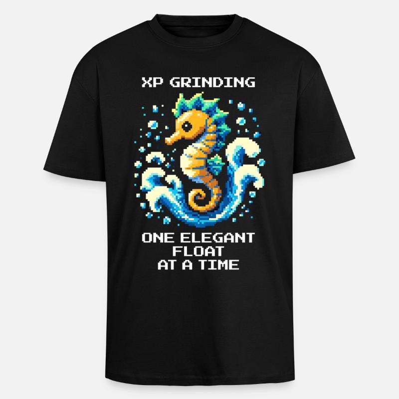 XP-Grind : flotter élégamment | Hippocampe - T-shirt unisexe oversize épais - noir