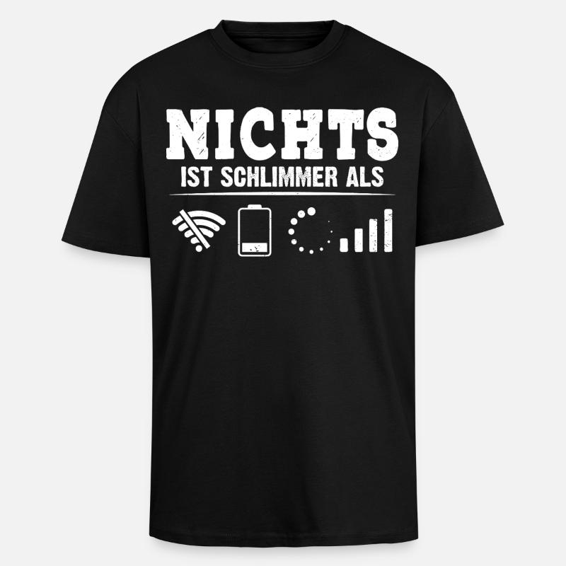 Coder NICHTS IST SCHLIMMER ALS LUSTIG - Oversized Heavyweight Unisex T-Shirt - Schwarz