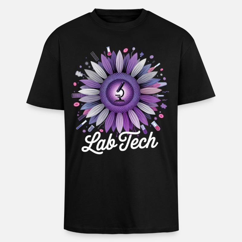 LabTech Sunflower Microscope - Unisex Oversized Heavyweight T-shirt - black
