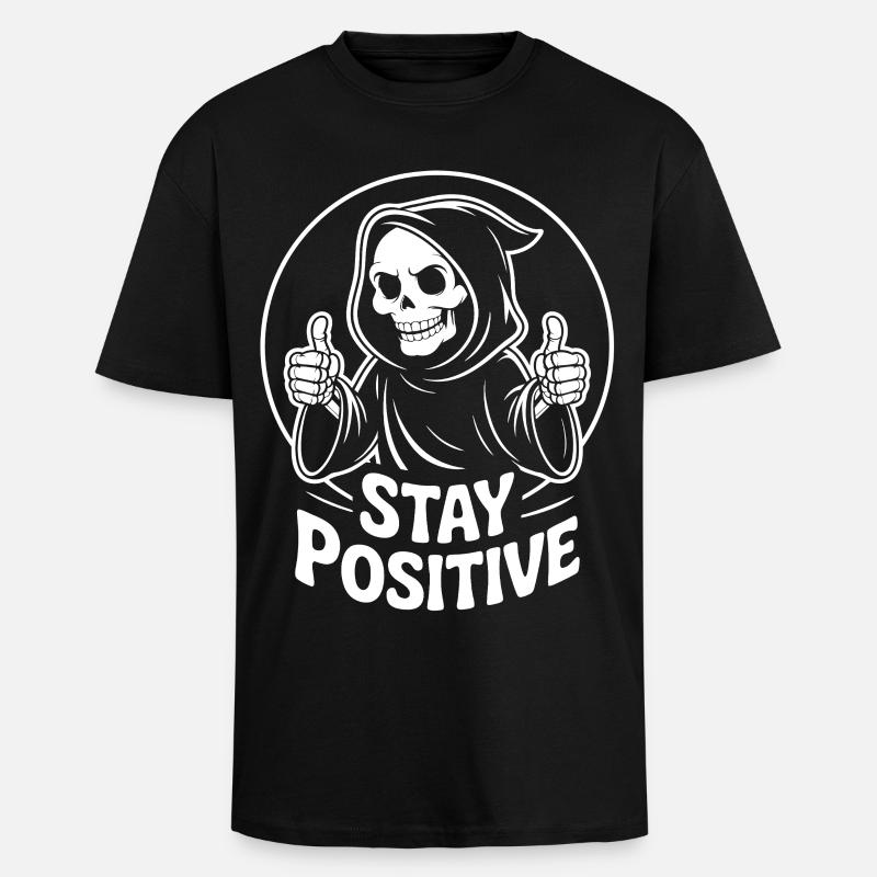 Sensenmann bleibt positiv - Oversized Heavyweight Unisex T-Shirt - Schwarz