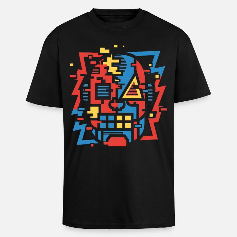 Face de bug abstraite - T-shirt unisexe oversize épais - noir