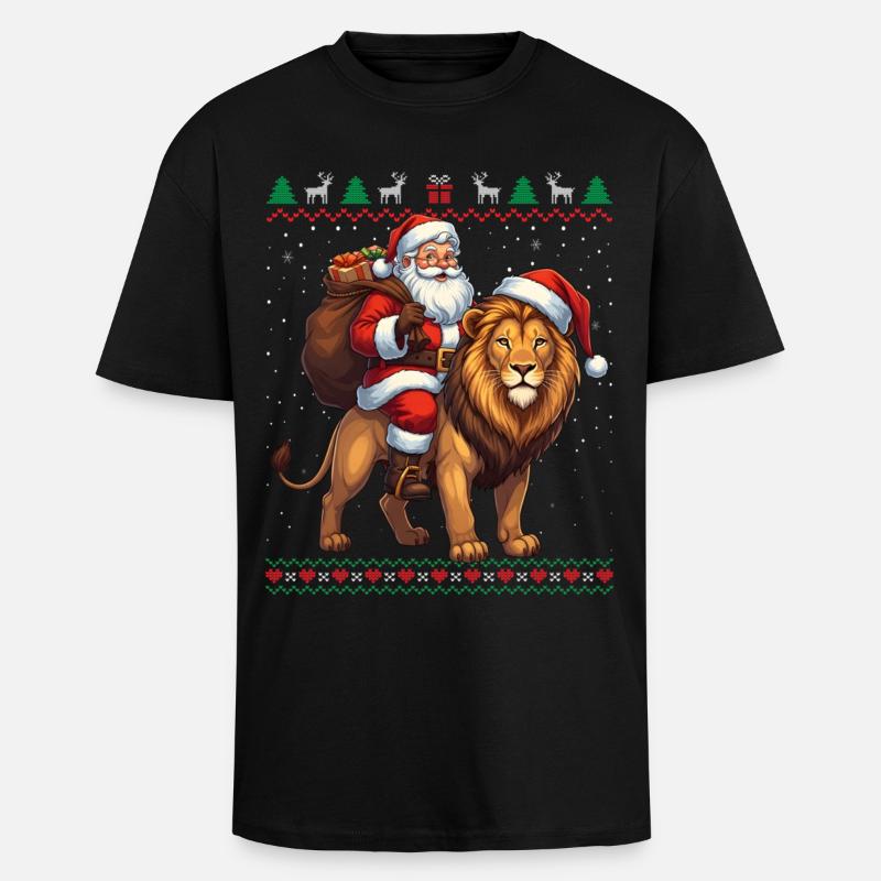 Fun Ugly Santa Weihnachtspullover - Oversized Heavyweight Unisex T-Shirt - Schwarz