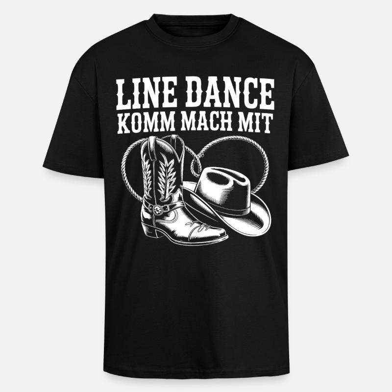 Line Dance Komm mach mit - Oversized Heavyweight Unisex T-Shirt - Schwarz