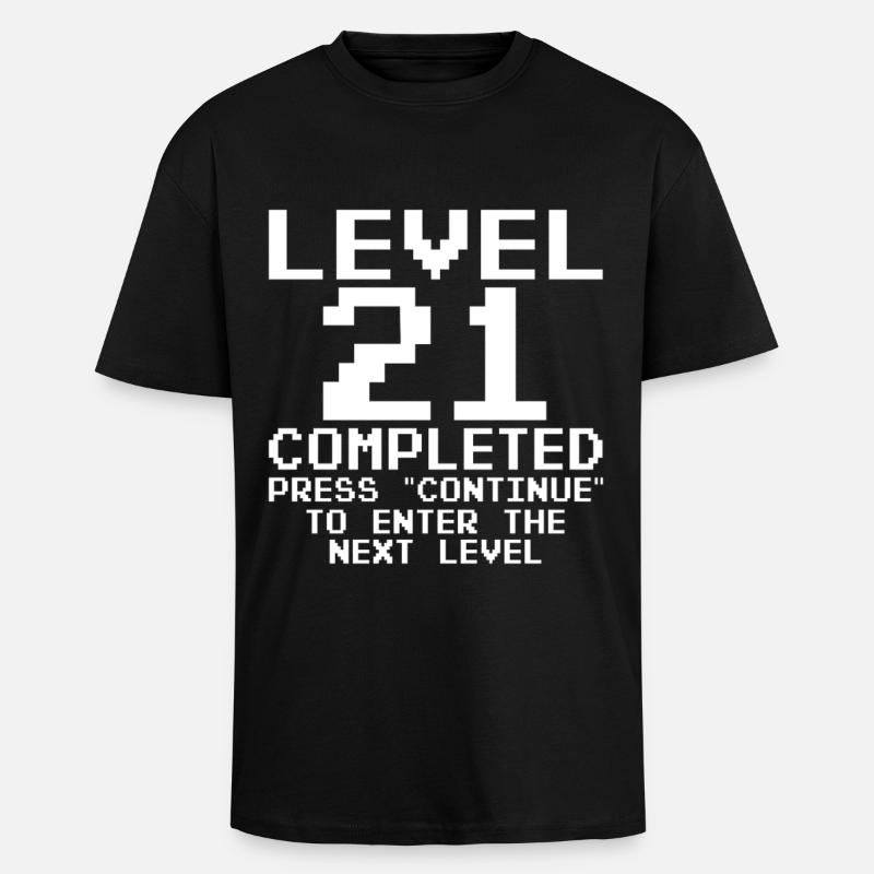 Level 21 Completed Pixel Quest - Oversized Heavyweight Unisex T-Shirt - Schwarz