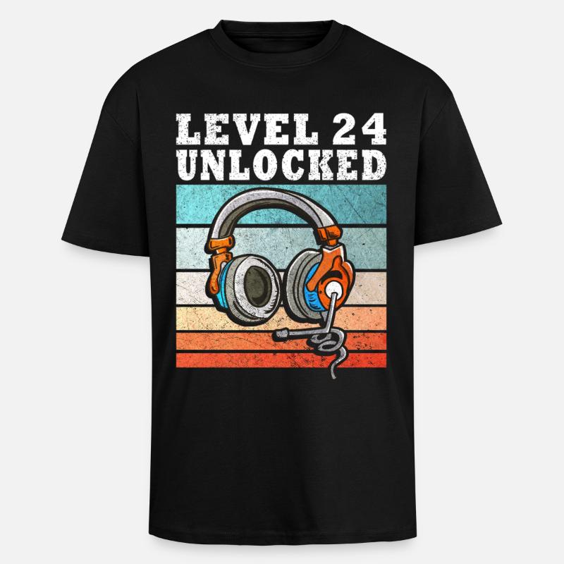 Level 24 Unlocked Kopfhörer - Oversized Heavyweight Unisex T-Shirt - Schwarz