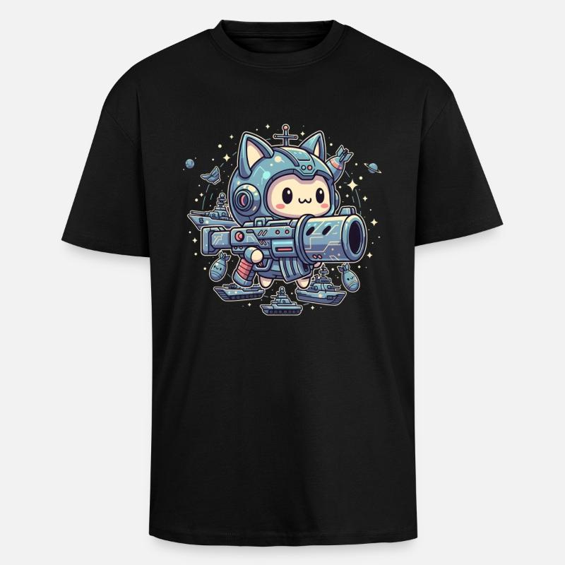 Guerrier Mignon de l’Espace - T-shirt unisexe oversize épais - noir