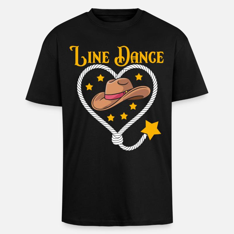 Line Dance Herz Hut - Oversized Heavyweight Unisex T-Shirt - Schwarz