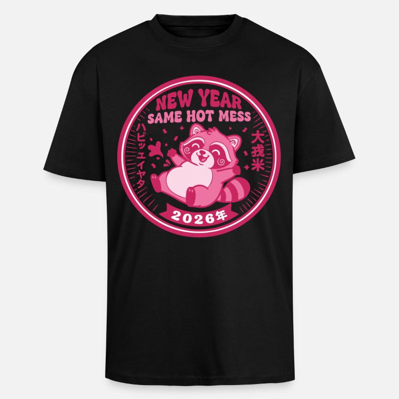 Neujahr Same Hot Mess 2026 Feier - Oversized Heavyweight Unisex T-Shirt - Schwarz
