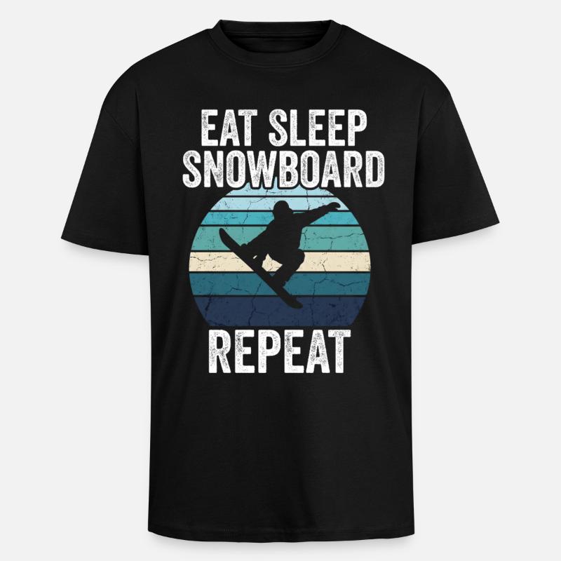 Eat Sleep Snowboard Repeat - Oversized Heavyweight Unisex T-Shirt - Schwarz