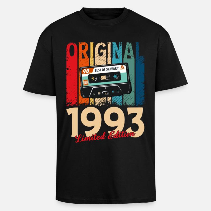 Cassette du 33e anniversaire janvier 1993 - T-shirt unisexe oversize épais - noir