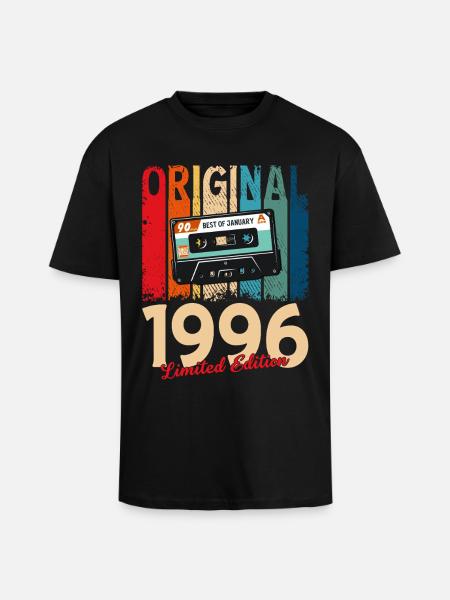 Cassette du 30e anniversaire janvier 1996 - T-shirt unisexe oversize épais - noir
