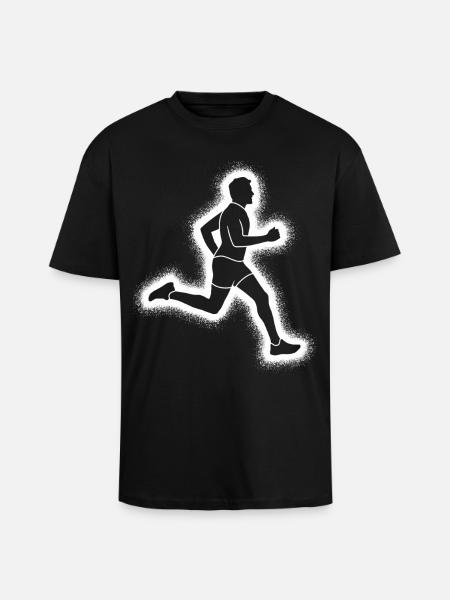 Running Jogging Men's Boys Runner - Unisex Oversized Heavyweight T-shirt - black