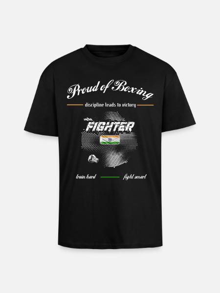 Proud of Boxing FIGHTER India - Unisex Oversized Heavyweight T-shirt - black