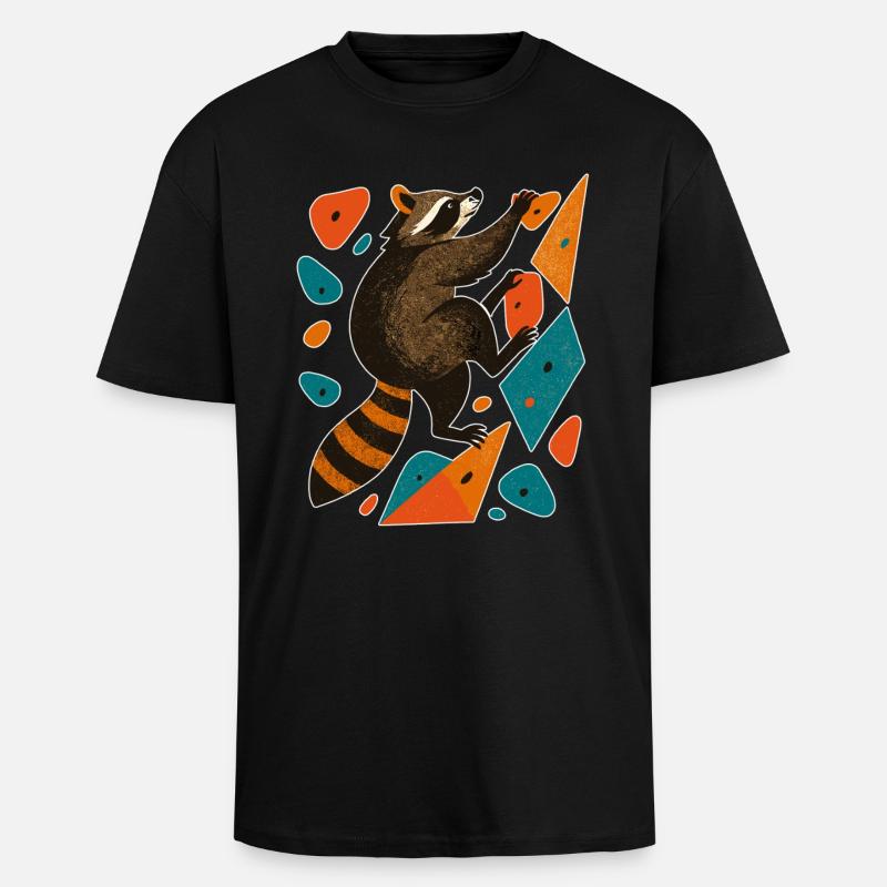 Bouldern Waschbär Klettern Motivation Geschenk - Oversized Heavyweight Unisex T-Shirt - Schwarz