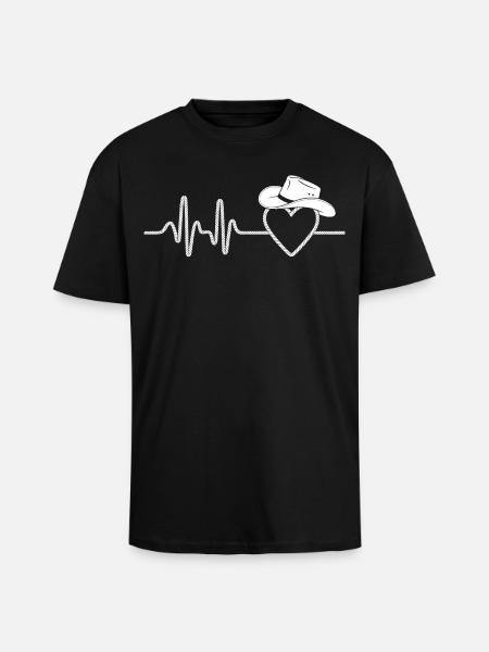 Heartbeat with Hat Silhouette - Unisex Oversized Heavyweight T-shirt - black