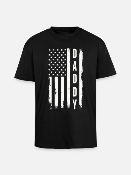 Daddy US Flag Patriotic Father America - Unisex Oversized Heavyweight T-shirt - black