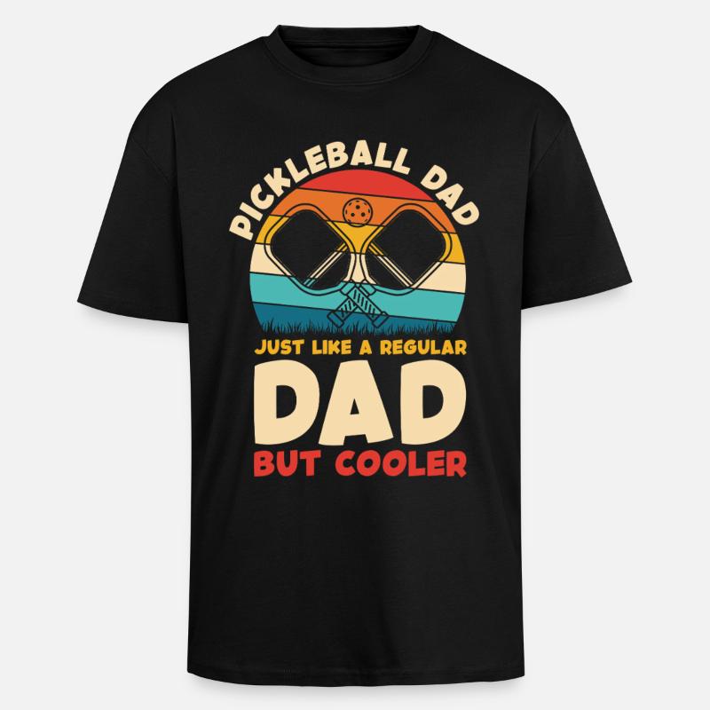 Pickleball Dad Cooler Than Regular - Unisex Oversized Heavyweight T-shirt - black