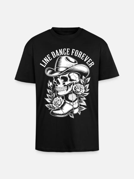 Bone Cowboy with Flower Frame - Unisex Oversized Heavyweight T-shirt - black