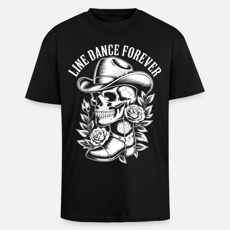 Bone Cowboy with Flower Frame - Unisex Oversized Heavyweight T-shirt - black