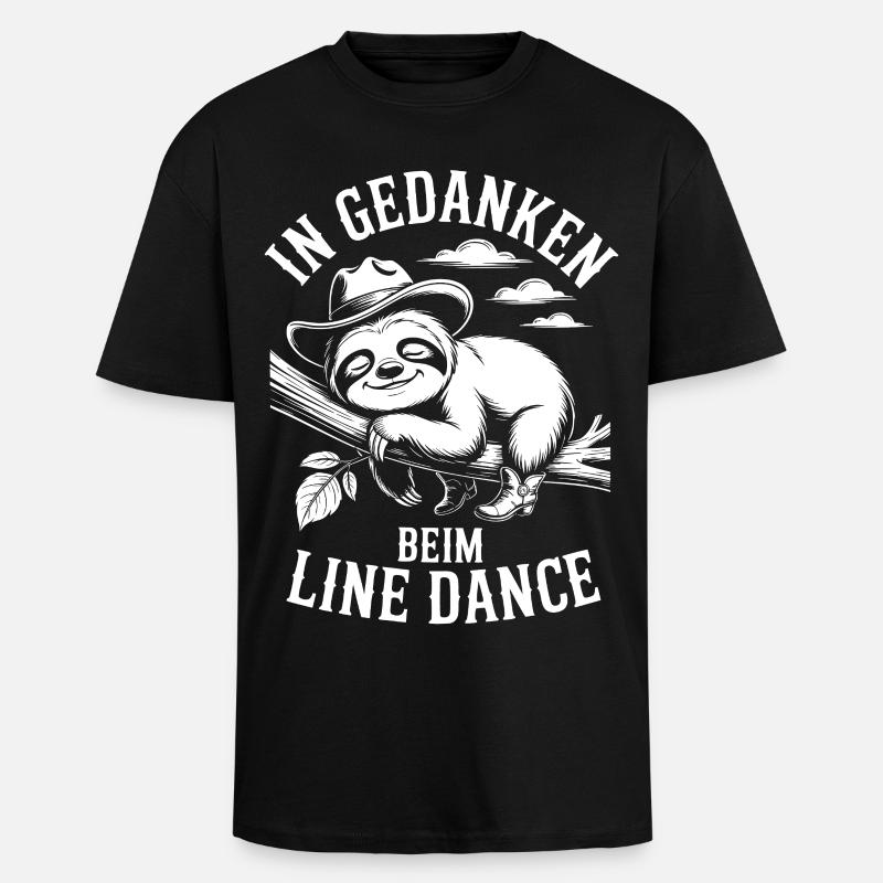 Faultier träumt von Line Dance - Oversized Heavyweight Unisex T-Shirt - Schwarz