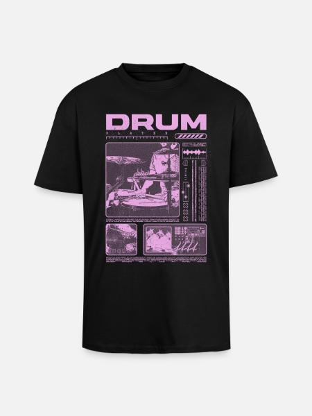 Rock Drummer Drum Player Streetwear - Unisex Oversized Heavyweight T-shirt - black