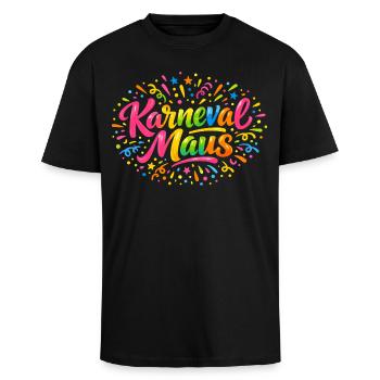 Karnevalsmaus Karneval Köln Süß Niedlich Geschenk - Oversized Heavyweight Unisex T-Shirt - Schwarz - Vorne - Alina (178cm) & Michal (187cm)