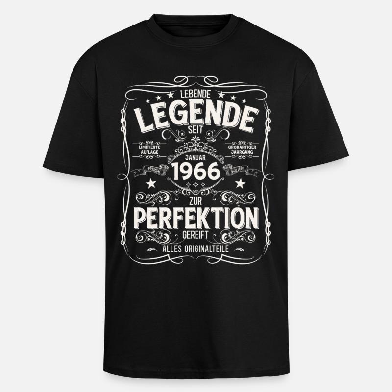60th Birthday Legend January 1966 - Unisex Oversized Heavyweight T-shirt - black