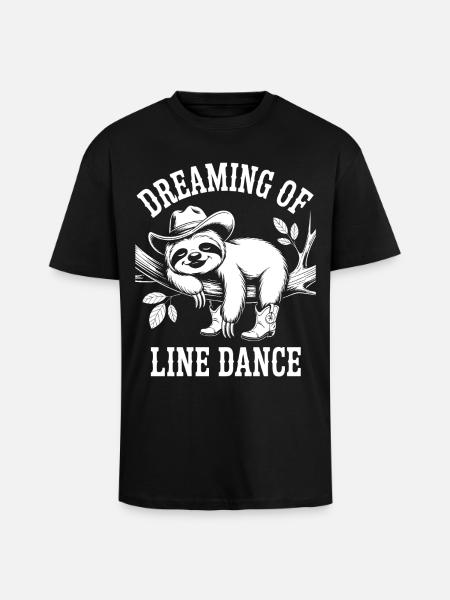 Sloth Dreaming Line Dance - Unisex Oversized Heavyweight T-shirt - black