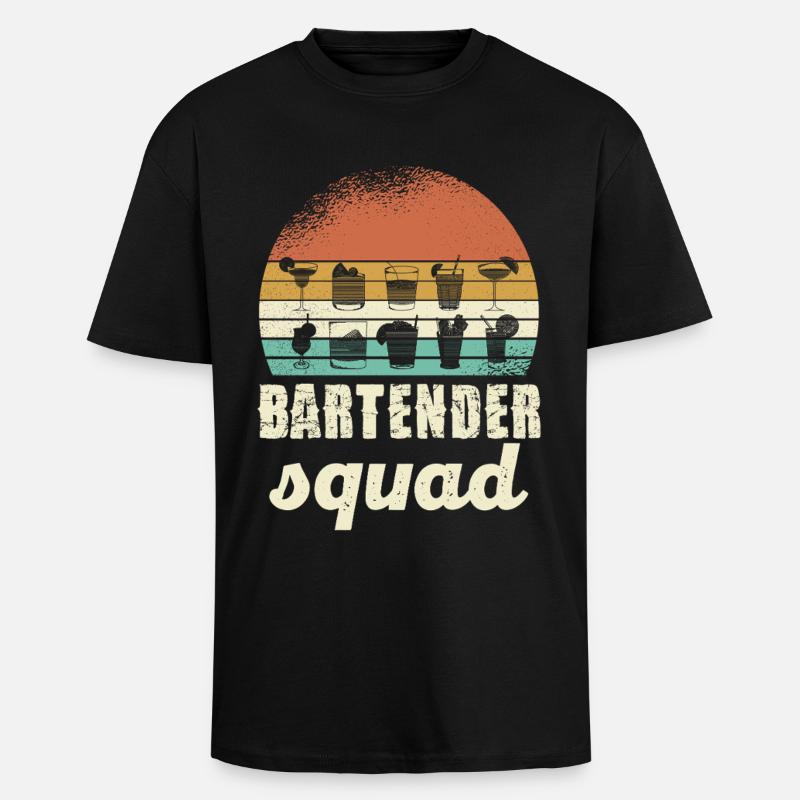 Bartender Squad Retro - Oversized Heavyweight Unisex T-Shirt - Schwarz