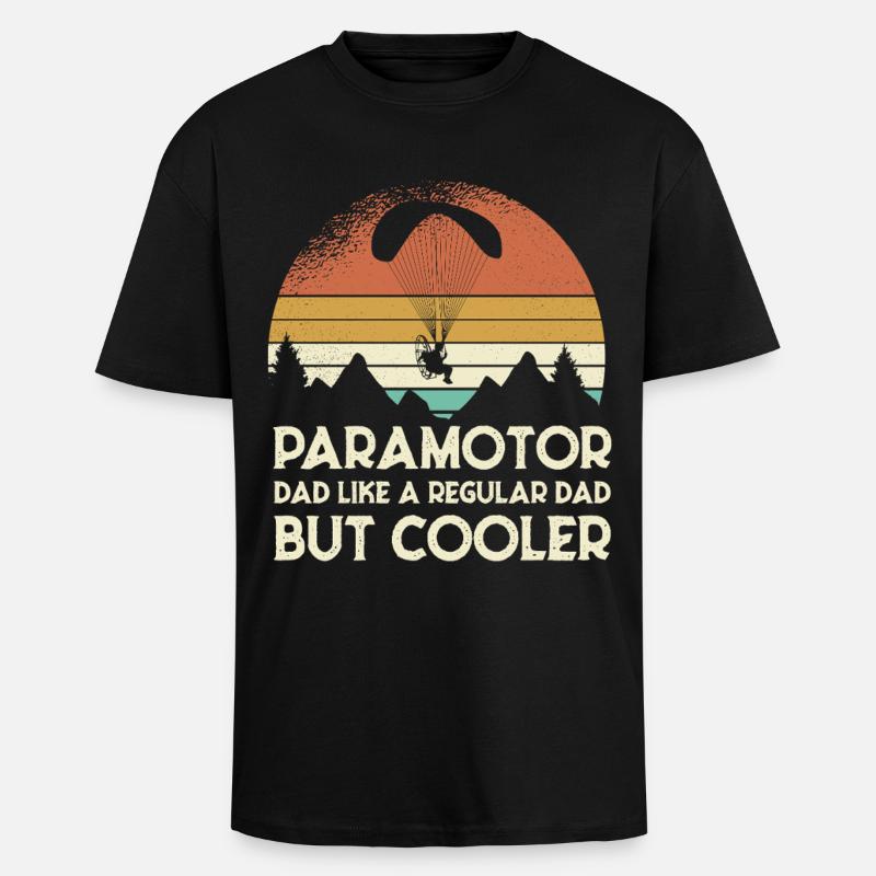 Paramotor Dad Retro Sunset - Unisex Oversized Heavyweight T-shirt - black