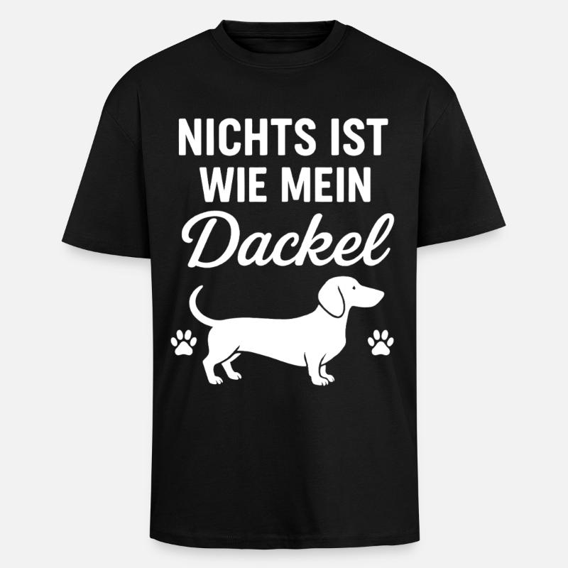 Dackel Spruch Liebe - Oversized Heavyweight Unisex T-Shirt - Schwarz