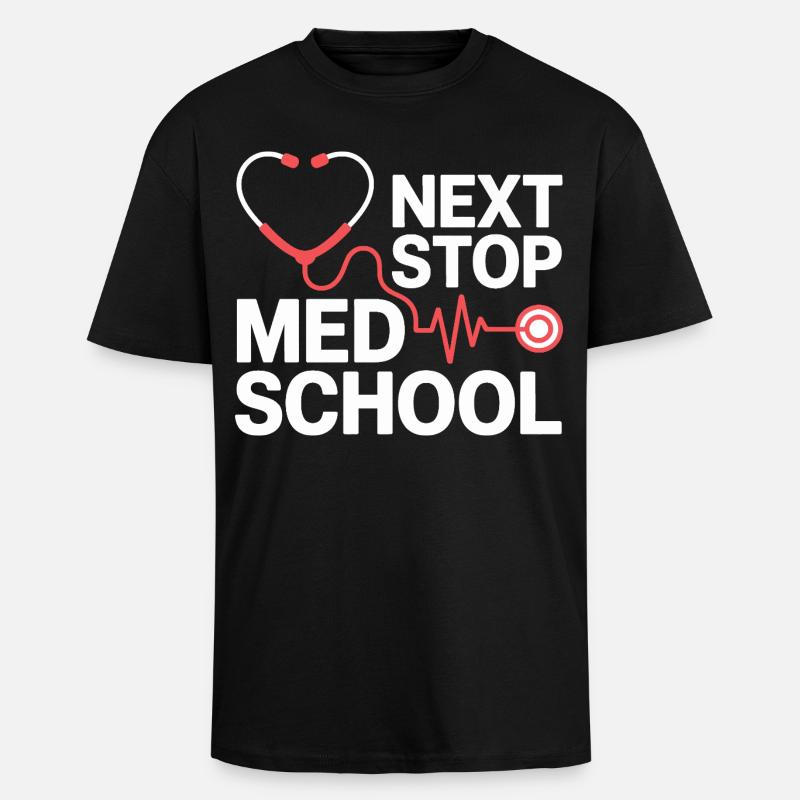 Med School Stethoscope Heart Tea - Unisex Oversized Heavyweight T-shirt - black