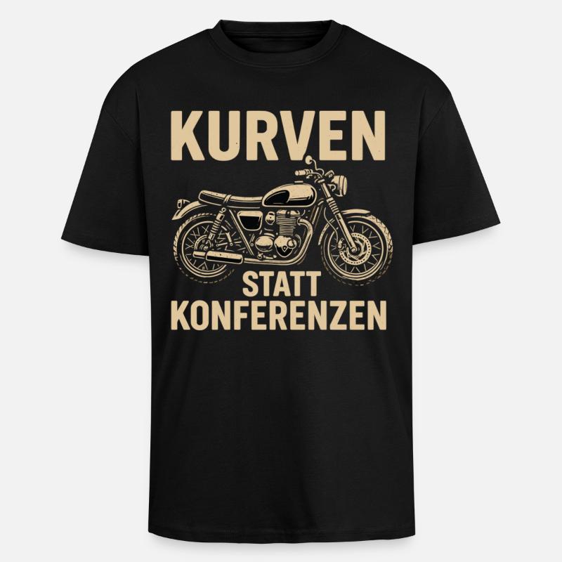 Kurven statt Konferenzen, biker geschenk - Oversized Heavyweight Unisex T-Shirt - Schwarz