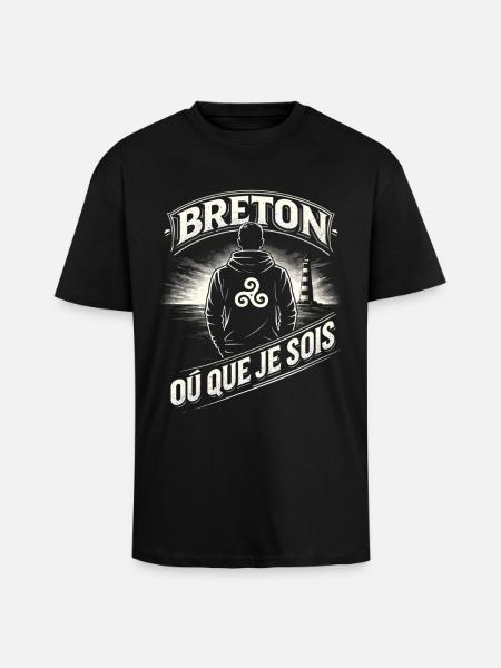 Breton wherever I am Brittany Triskel - Unisex Oversized Heavyweight T-shirt - black