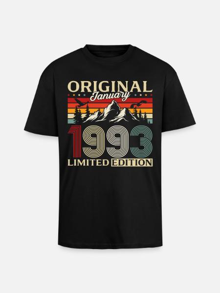 33rd Birthday Original January 1993 - Unisex Oversized Heavyweight T-shirt - black