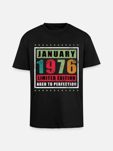 Janvier 1976 Édition limitée - T-shirt unisexe oversize épais - noir