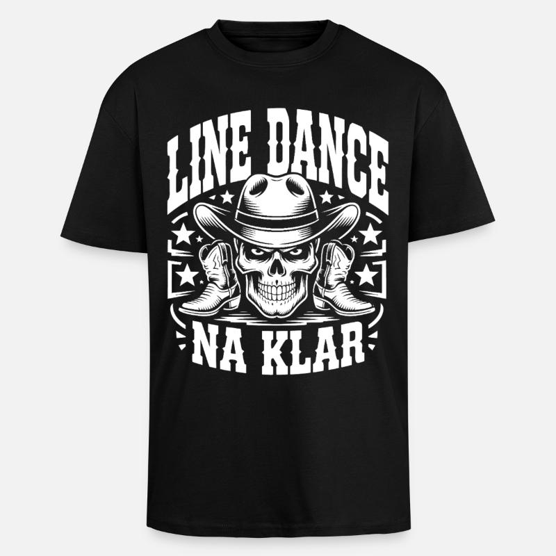 Line Dance Skull Cowboy - Unisex Oversized Heavyweight T-shirt - black