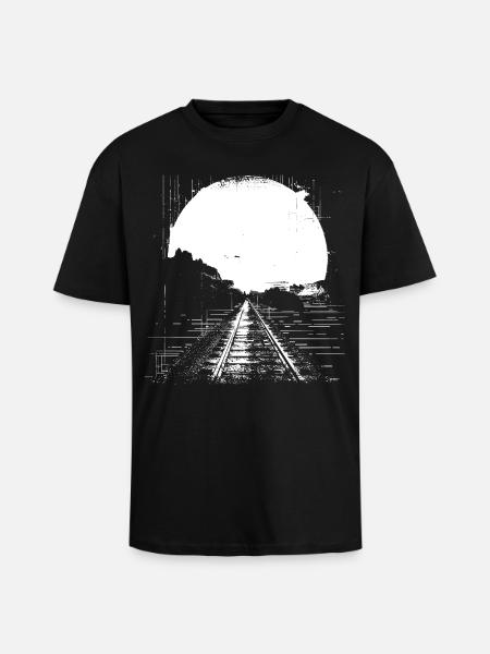 Railway Drawing - Unisex Oversized Heavyweight T-shirt - black