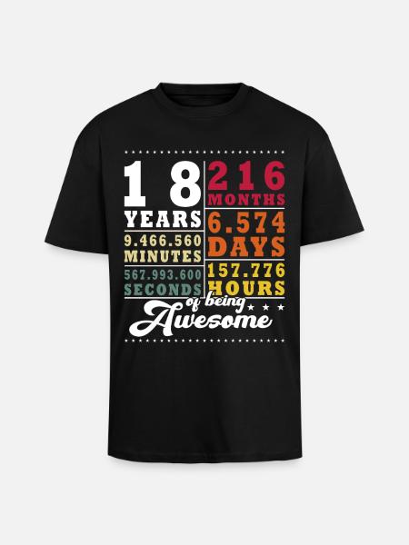 18 years 216 months 6574 days - Unisex Oversized Heavyweight T-shirt - black
