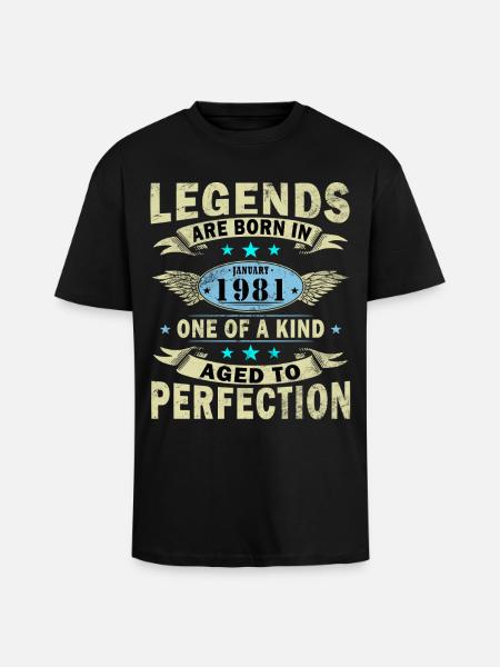 January 1981 birthday January 1981 January - Unisex Oversized Heavyweight T-shirt - black