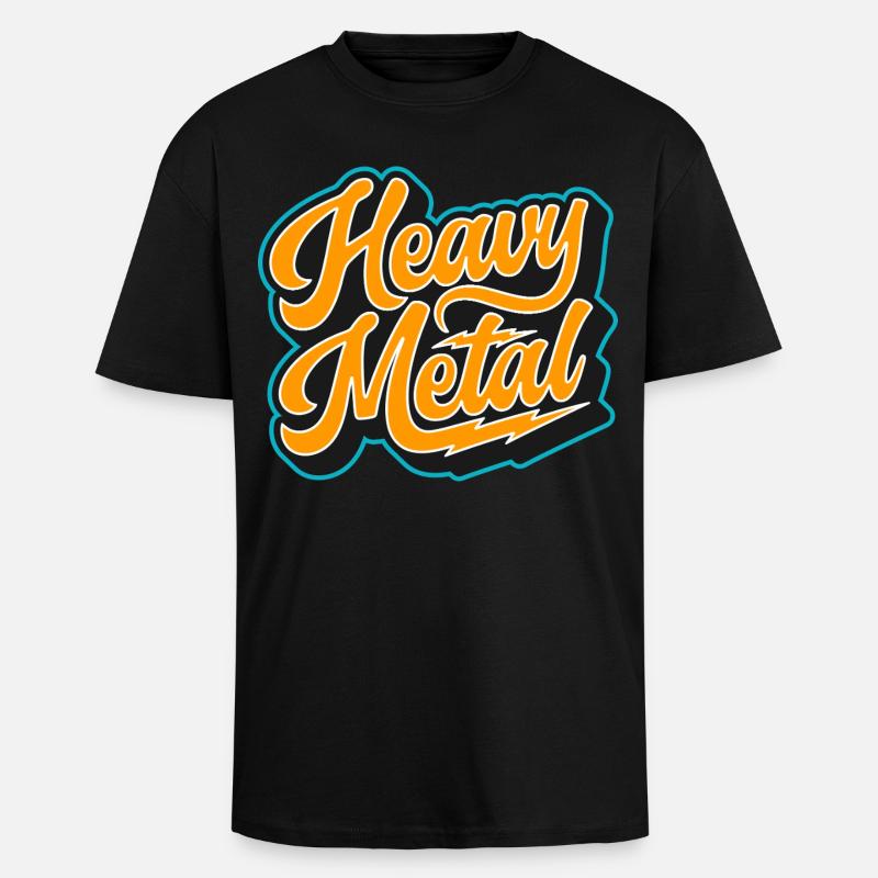 Heavy Metal Bold Script Logo - Unisex Oversized Heavyweight T-shirt - black