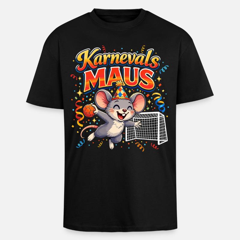 Karnevalsmaus Handball Geschenk Lustig Fasching - Oversized Heavyweight Unisex T-Shirt - Schwarz