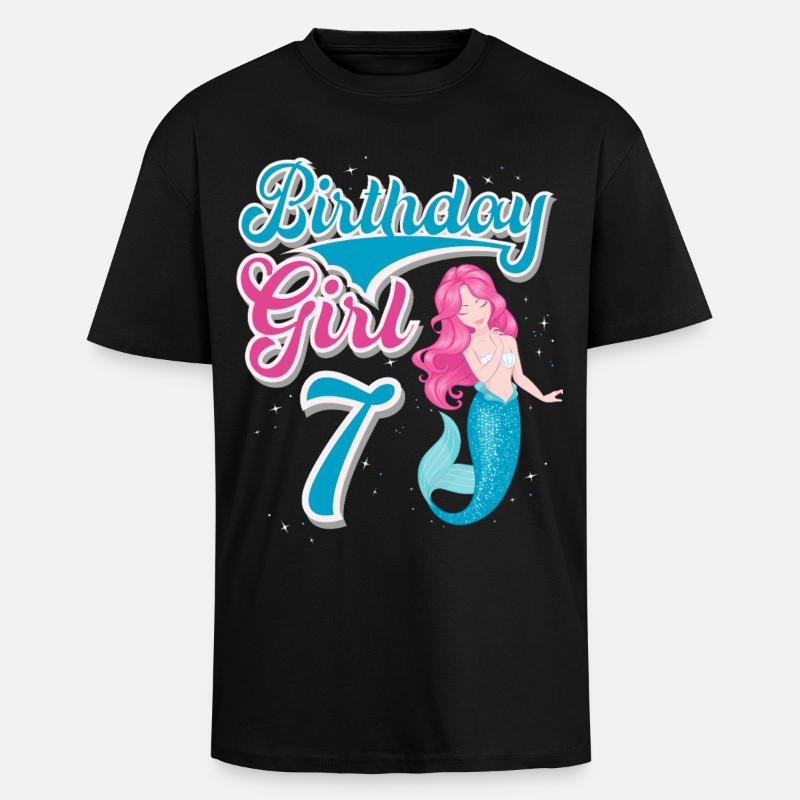 Sirène du 7e anniversaire - T-shirt unisexe oversize épais - noir