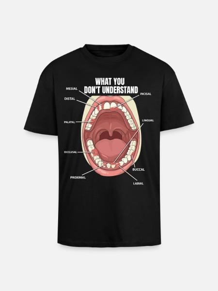 Teeth Surfaces Dental Assistant Dentist - Unisex Oversized Heavyweight T-shirt - black