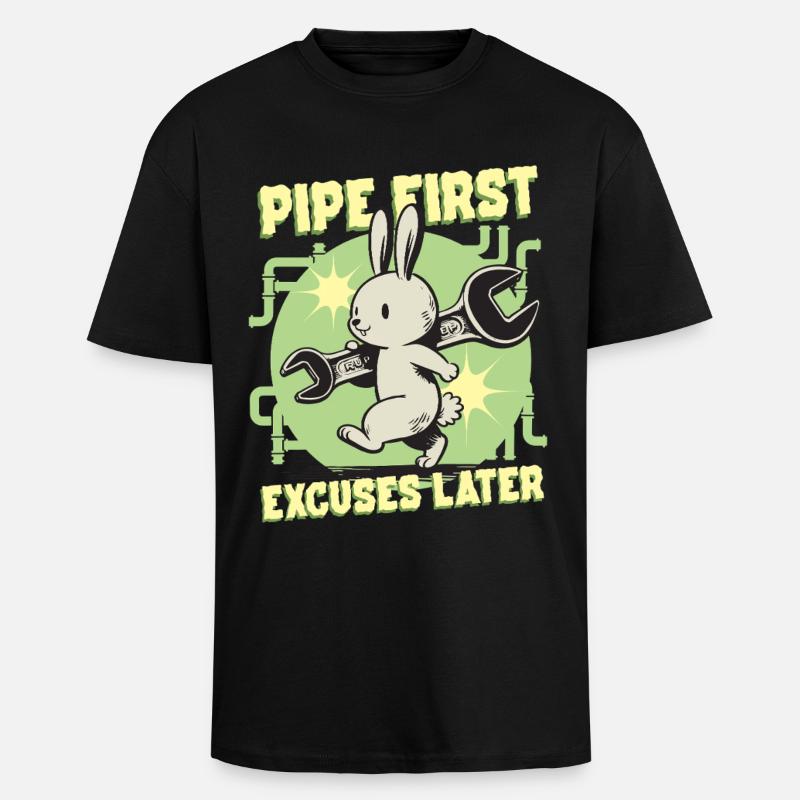 Pipelayer Pipe Builder Pipe First - Unisex Oversized Heavyweight T-shirt - black