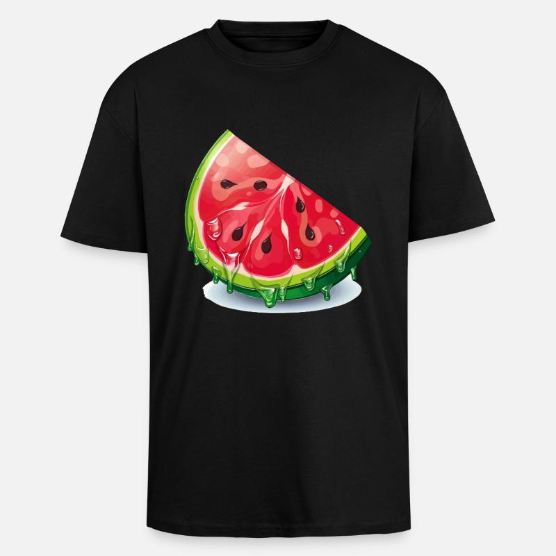 Tranche de pastèque - T-shirt unisexe oversize épais - noir