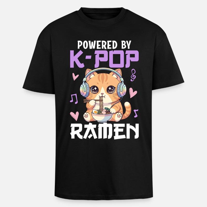 Propulsé par des ramen K-Pop - T-shirt unisexe oversize épais - noir