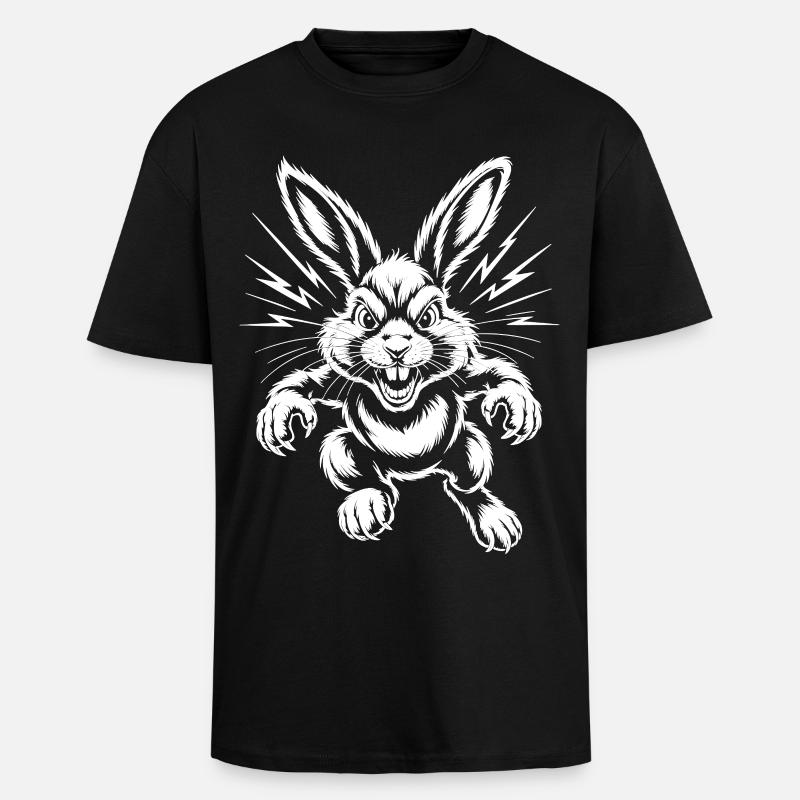 Aggressive Rabbit - Unisex Oversized Heavyweight T-shirt - black